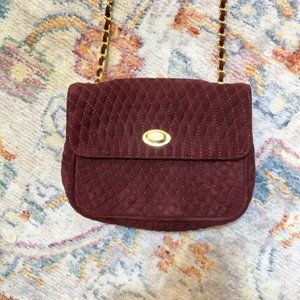 Vintage Bally Burgundy Quilted Crossbody Purse